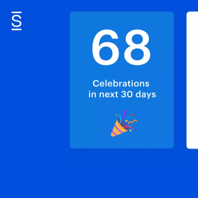 Intranet - notification showing next celebration in 38 days