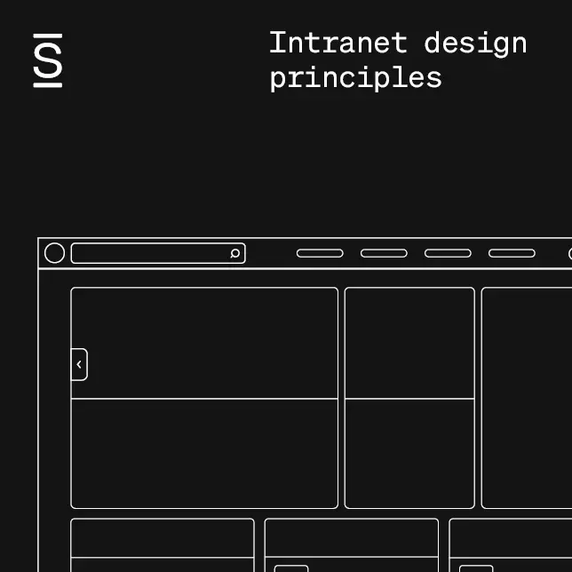 Intranet design principles - layout of an intranet homepage on top of a black background