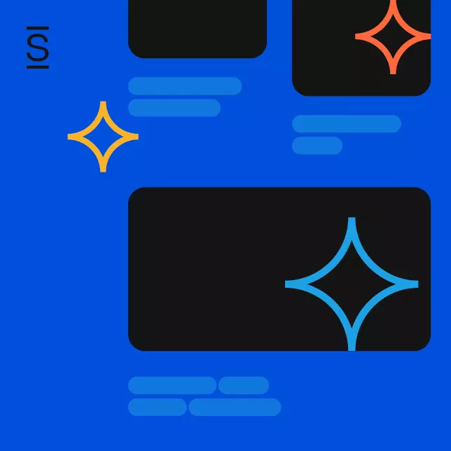 AI in Communications - Simpplr logos in yellow, orange, light blue on black boxes on top of a dark blue background