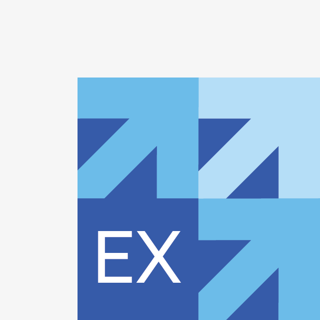 Employee experience - EX acronym on top of a dark blue background