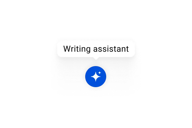 AI writing assistant - AI logo with speech bubble showing "writing assistant"