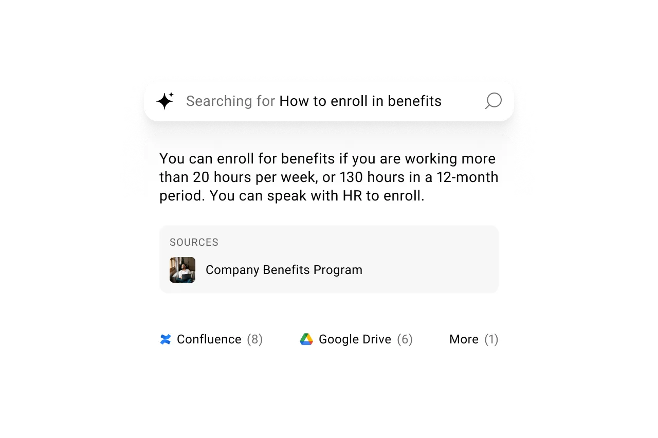 Modern intranet - AI search results for "how to enroll in benefits"