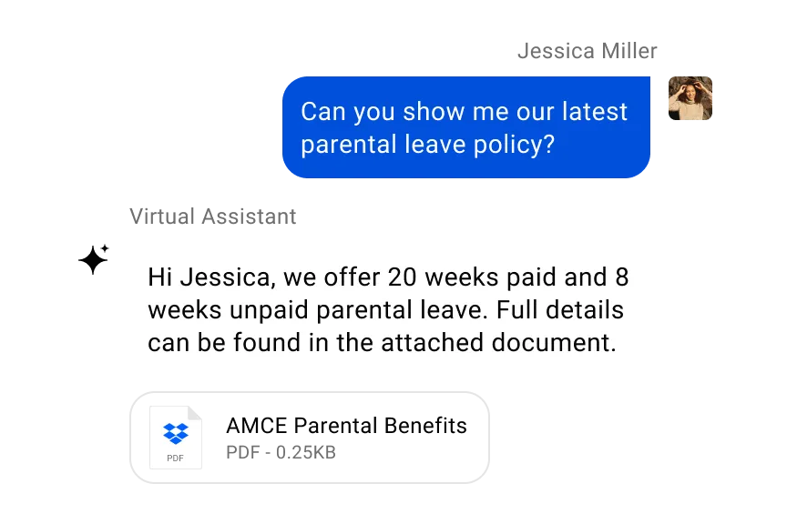 AI Assistant - virtual assistant conversation on family leave policy