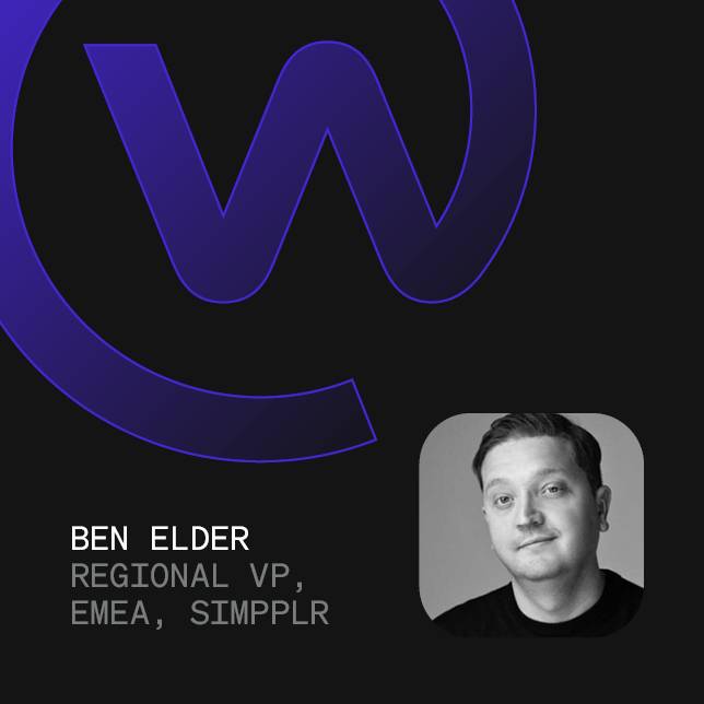 Simpplr video - Workplace logo with photo of Ben Elder